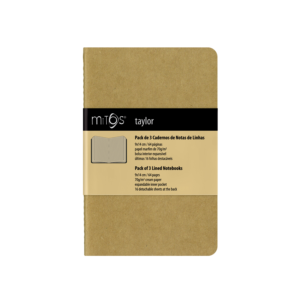 MITOS® TAYLOR-Pack3 Cadernos Notas Linhas(9x14cm)64pag